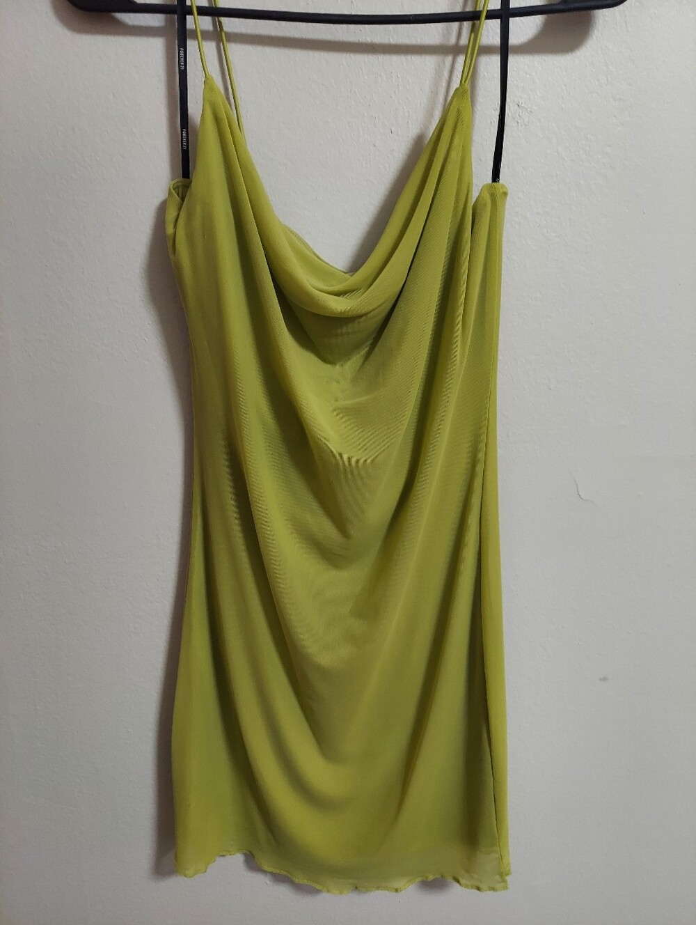 Forever 21 Lime Green Cowl-Neck Mini Slip Dress